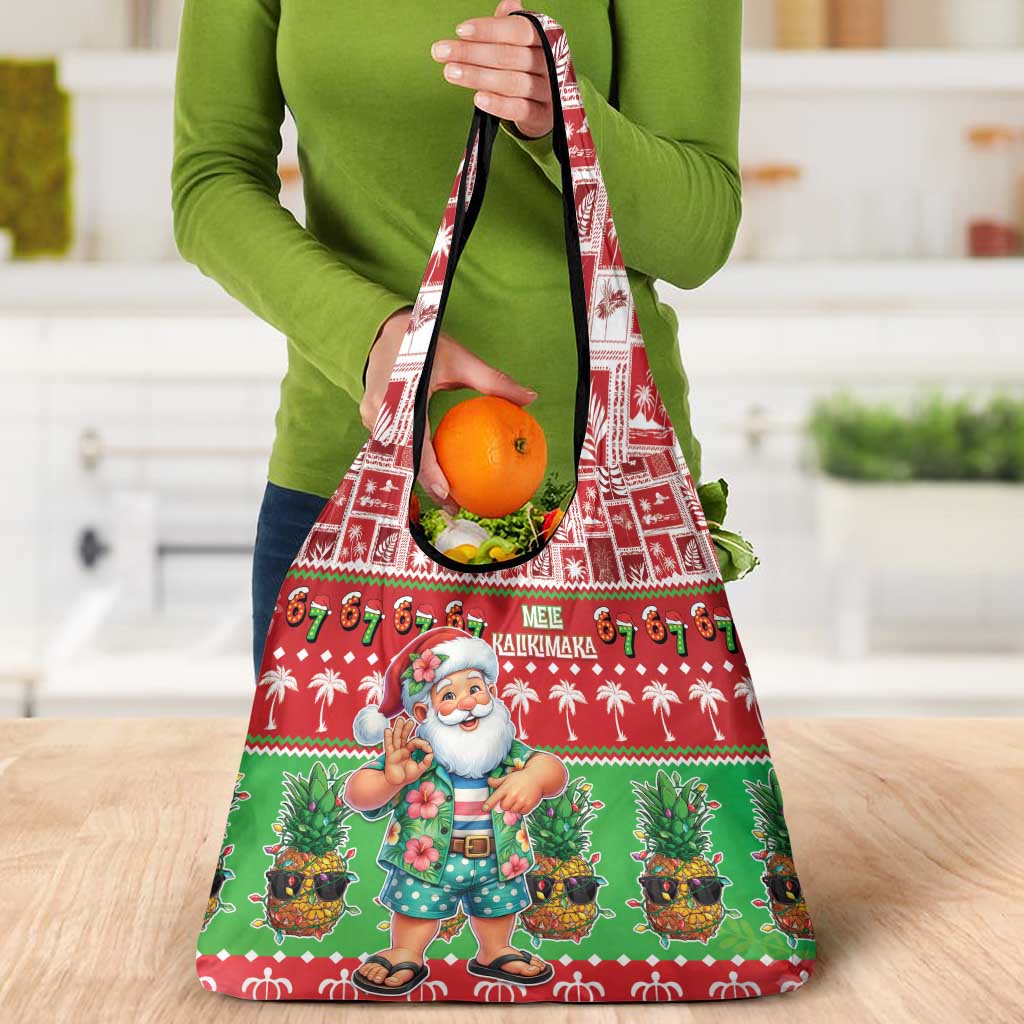 Mele Kalikimaka Hawaii Christmas Grocery Bag Funny Santa 67 Gen Alpha Slang - Polynesian Pride