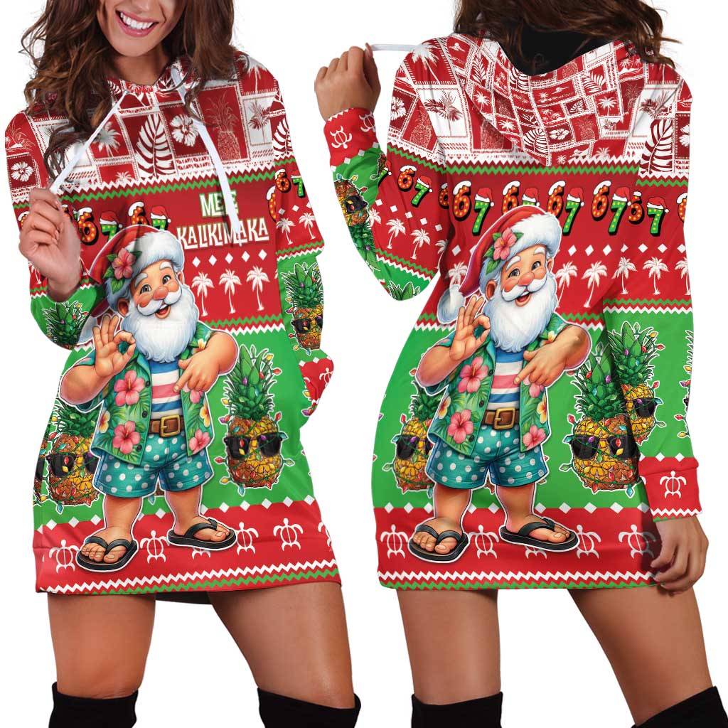 Mele Kalikimaka Hawaii Christmas Hoodie Dress Funny Santa 67 Gen Alpha Slang - Polynesian Pride