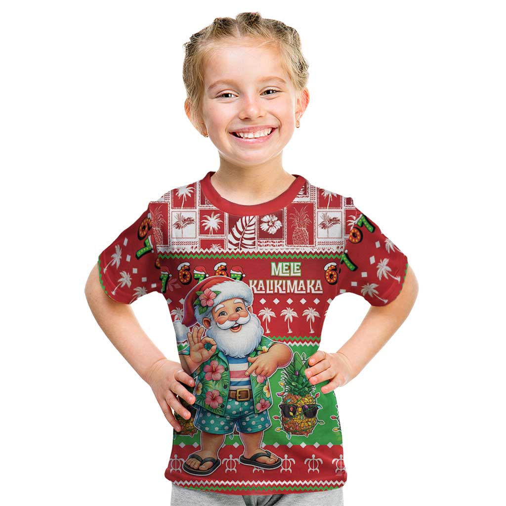 Mele Kalikimaka Hawaii Christmas Kid T Shirt Funny Santa 67 Gen Alpha Slang LT05 Red - Polynesian Pride