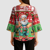 Mele Kalikimaka Hawaii Christmas Kimono Sleeve Blouse Funny Santa 67 Gen Alpha Slang - Polynesian Pride