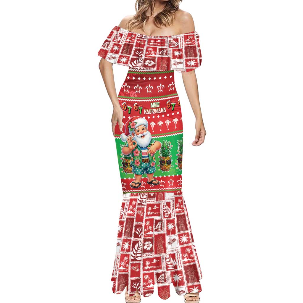Mele Kalikimaka Hawaii Christmas Mermaid Dress Funny Santa 67 Gen Alpha Slang - Polynesian Pride