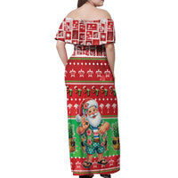 Mele Kalikimaka Hawaii Christmas Off Shoulder Maxi Dress Funny Santa 67 Gen Alpha Slang - Polynesian Pride