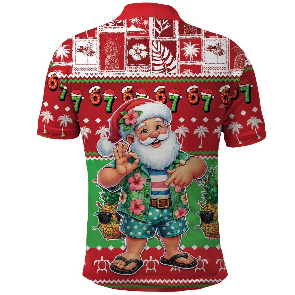 Mele Kalikimaka Hawaii Christmas Polo Shirt Funny Santa 67 Gen Alpha Slang - Polynesian Pride