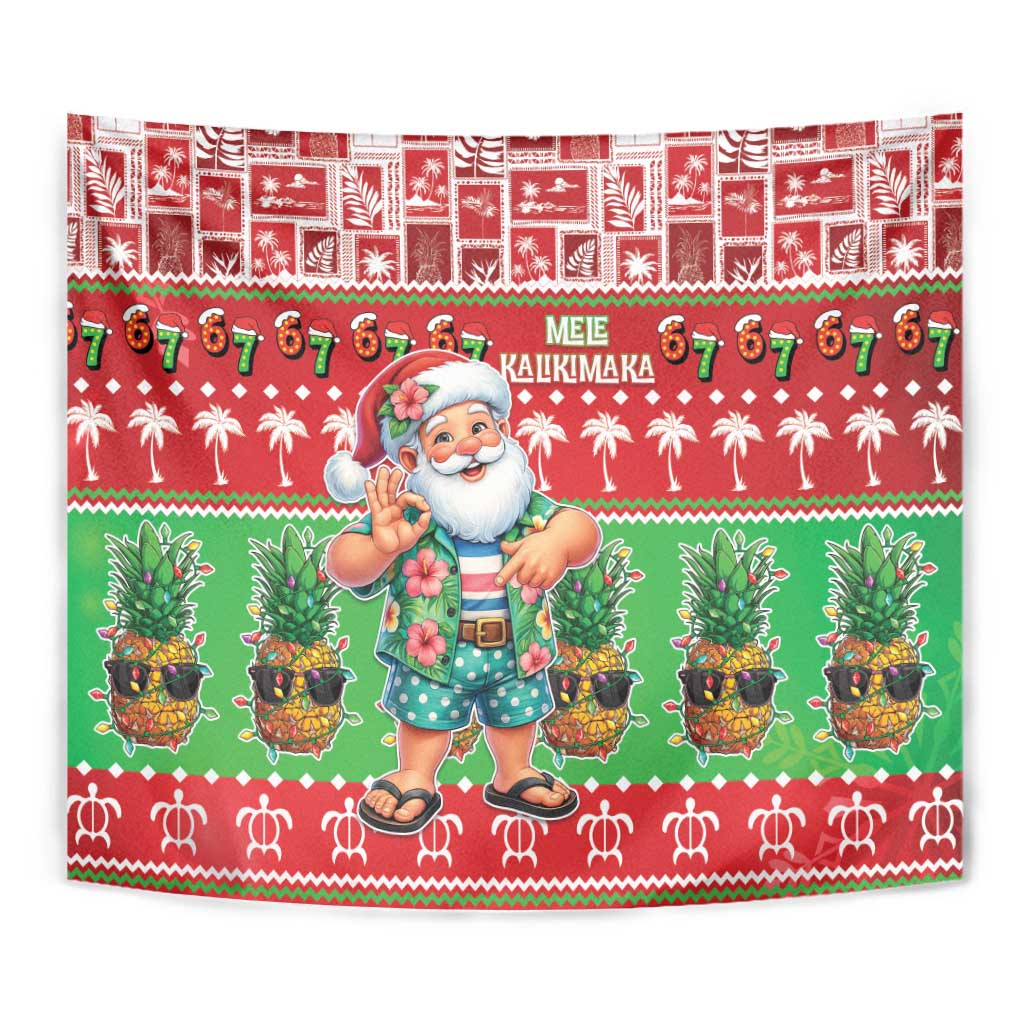Mele Kalikimaka Hawaii Christmas Tapestry Funny Santa 67 Gen Alpha Slang - Polynesian Pride