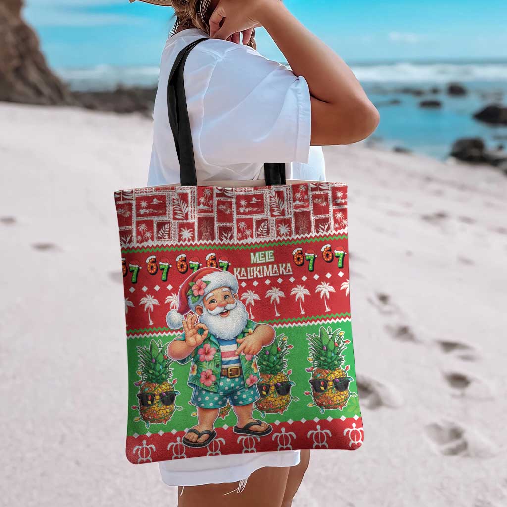 Mele Kalikimaka Hawaii Christmas Tote Bag Funny Santa 67 Gen Alpha Slang - Polynesian Pride
