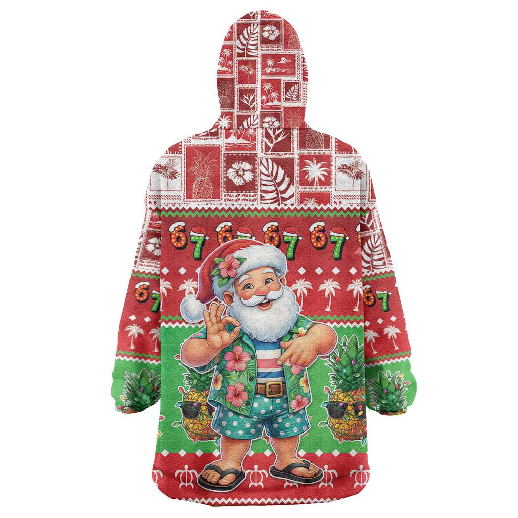 Mele Kalikimaka Hawaii Christmas Wearable Blanket Hoodie Funny Santa 67 Gen Alpha Slang - Polynesian Pride