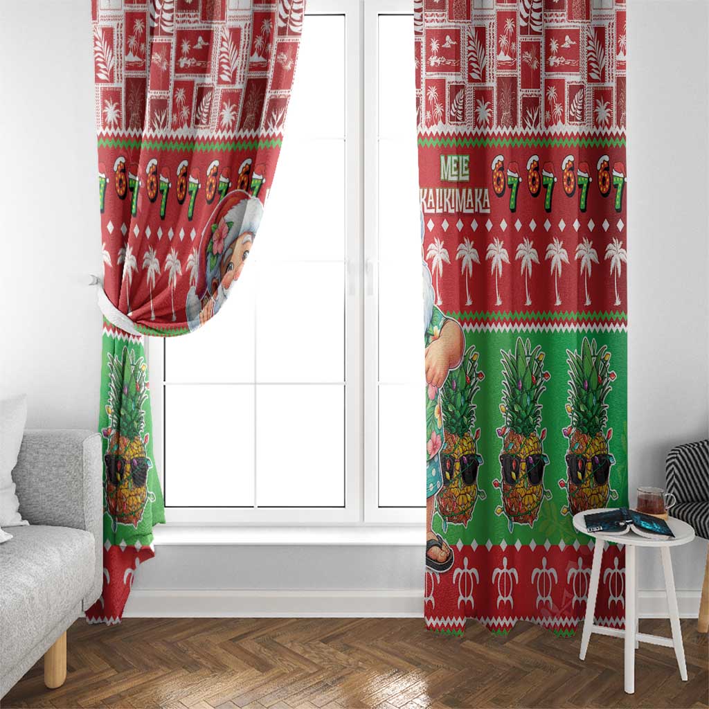 Mele Kalikimaka Hawaii Christmas Window Curtain Funny Santa 67 Gen Alpha Slang - Polynesian Pride
