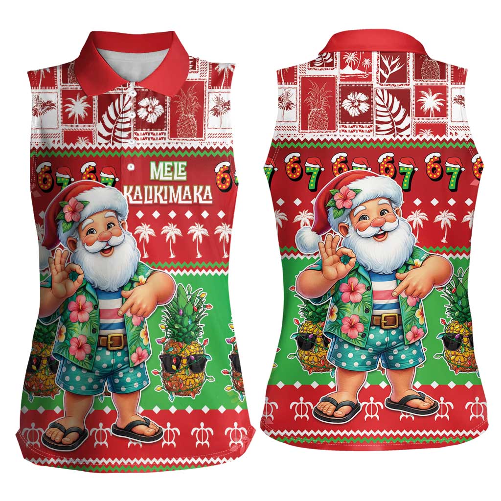 Mele Kalikimaka Hawaii Christmas Women Sleeveless Polo Shirt Funny Santa 67 Gen Alpha Slang - Polynesian Pride