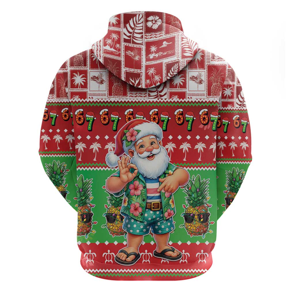 Mele Kalikimaka Hawaii Christmas Zip Hoodie Funny Santa 67 Gen Alpha Slang - Polynesian Pride