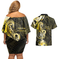 Sarcoma Awareness Couples Matching Off Shoulder Short Dress and Hawaiian Shirt You Are Stronger Than Sarcoma
