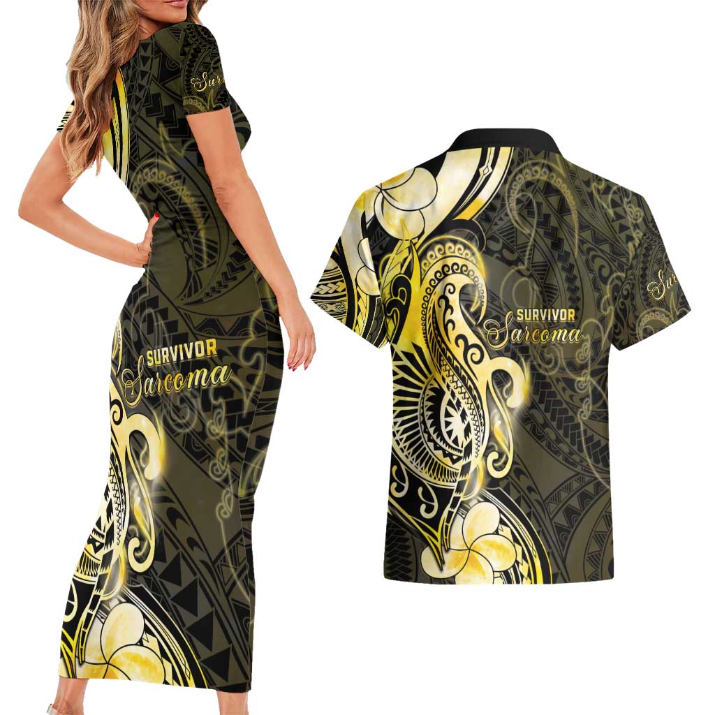 Sarcoma Awareness Couples Matching Short Sleeve Bodycon Dress and Hawaiian Shirt You Are Stronger Than Sarcoma