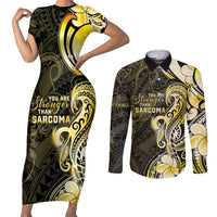 Sarcoma Awareness Couples Matching Short Sleeve Bodycon Dress and Long Sleeve Button Shirt You Are Stronger Than Sarcoma
