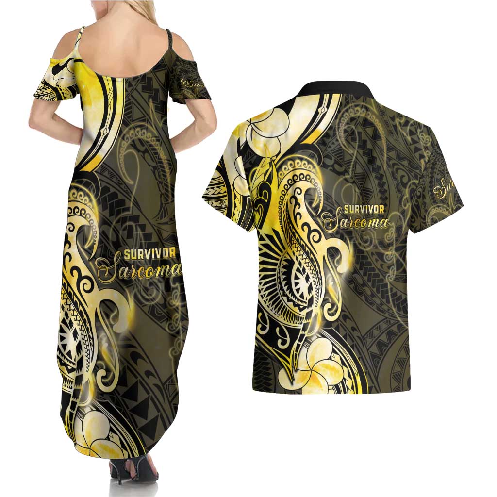 Sarcoma Awareness Couples Matching Summer Maxi Dress and Hawaiian Shirt You Are Stronger Than Sarcoma