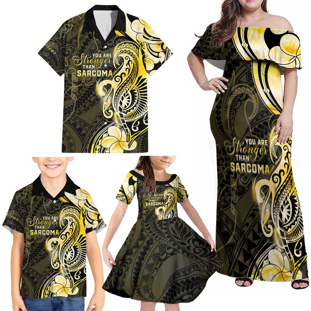 Sarcoma Awareness Family Matching Off Shoulder Maxi Dress and Hawaiian Shirt You Are Stronger Than Sarcoma