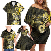 Sarcoma Awareness Family Matching Off Shoulder Short Dress and Hawaiian Shirt You Are Stronger Than Sarcoma