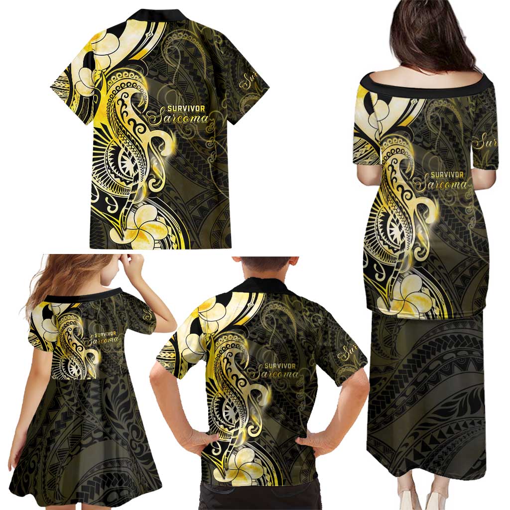 Sarcoma Awareness Family Matching Puletasi and Hawaiian Shirt You Are Stronger Than Sarcoma