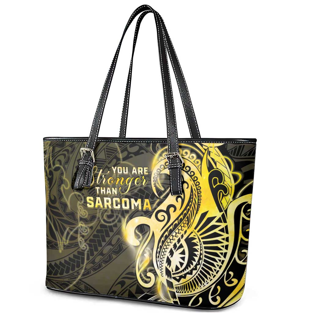 Sarcoma Awareness Leather Tote Bag You Are Stronger Than Sarcoma