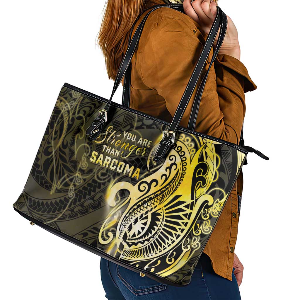 Sarcoma Awareness Leather Tote Bag You Are Stronger Than Sarcoma