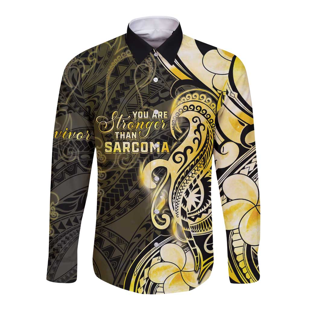 Sarcoma Awareness Long Sleeve Button Shirt You Are Stronger Than Sarcoma
