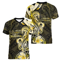 Sarcoma Awareness Women V-Neck T-Shirt You Are Stronger Than Sarcoma