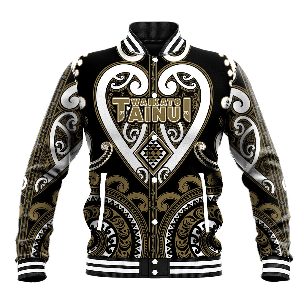 Custom Aotearoa Waikato Tainui Baseball Jacket Maori Tribal Pattern LT05 Unisex Dark Yellow - Polynesian Pride