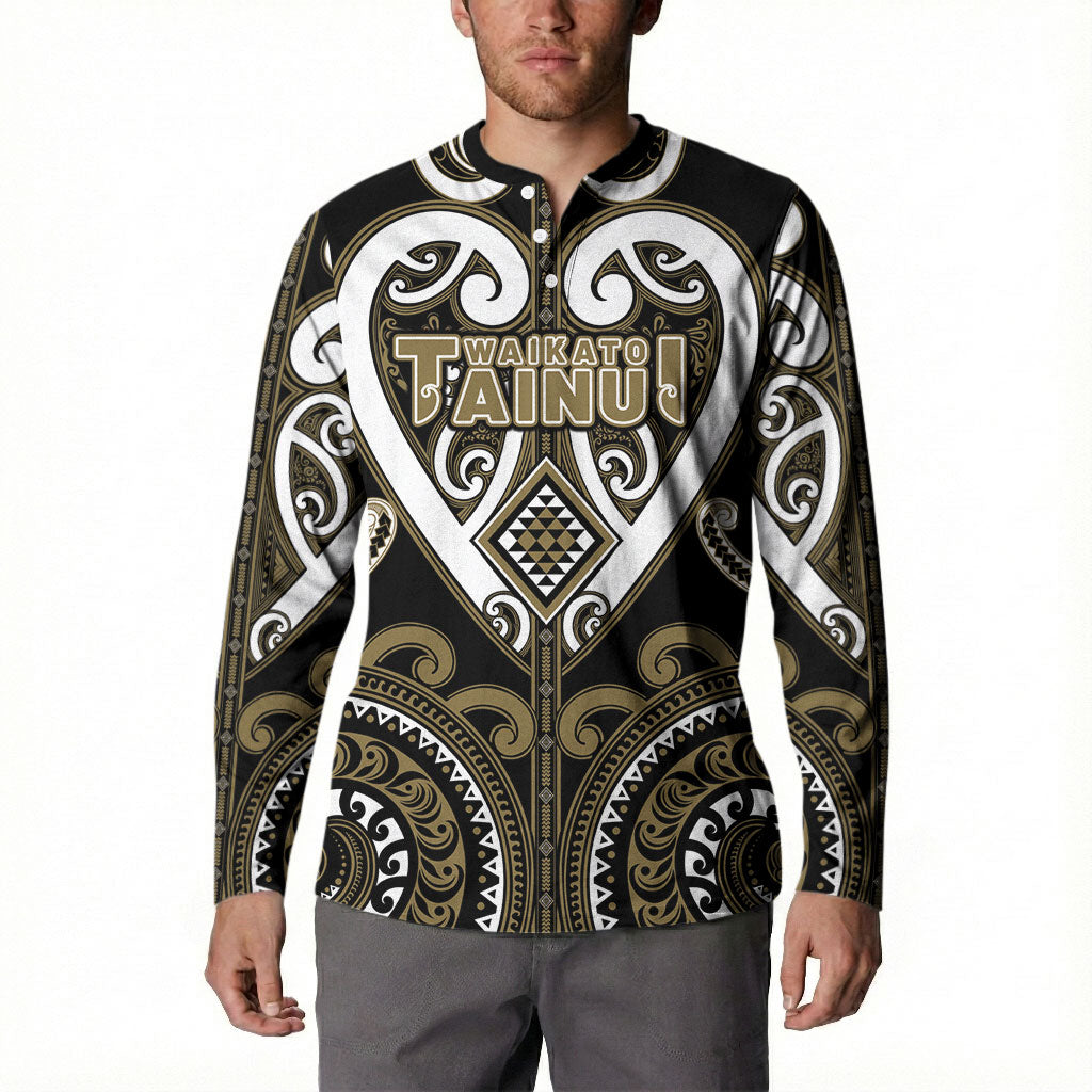 Custom Aotearoa Waikato Tainui Button Sweatshirt Maori Tribal Pattern