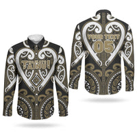 Custom Aotearoa Waikato Tainui Couples Matching Short Sleeve Bodycon Dress and Long Sleeve Button Shirt Maori Tribal Pattern