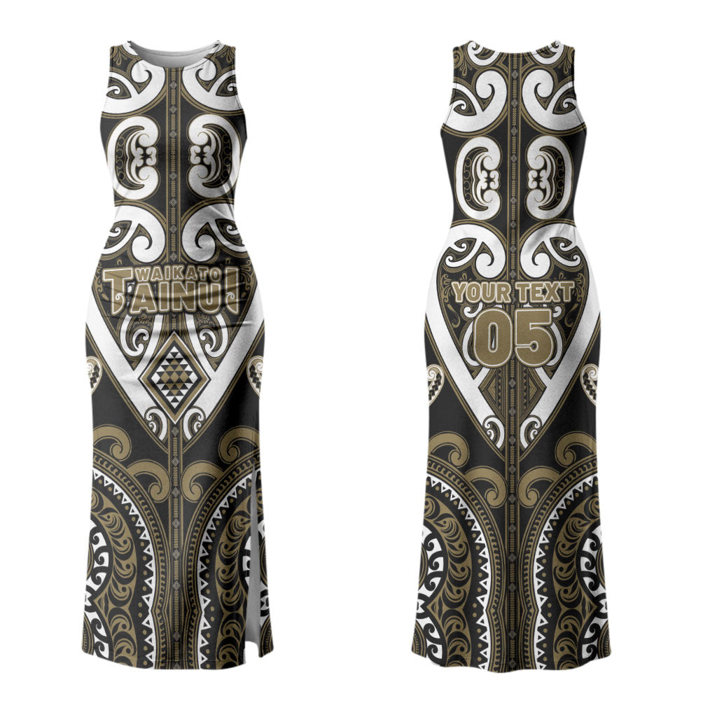 Custom Aotearoa Waikato Tainui Couples Matching Tank Maxi Dress and Hawaiian Shirt Maori Tribal Pattern