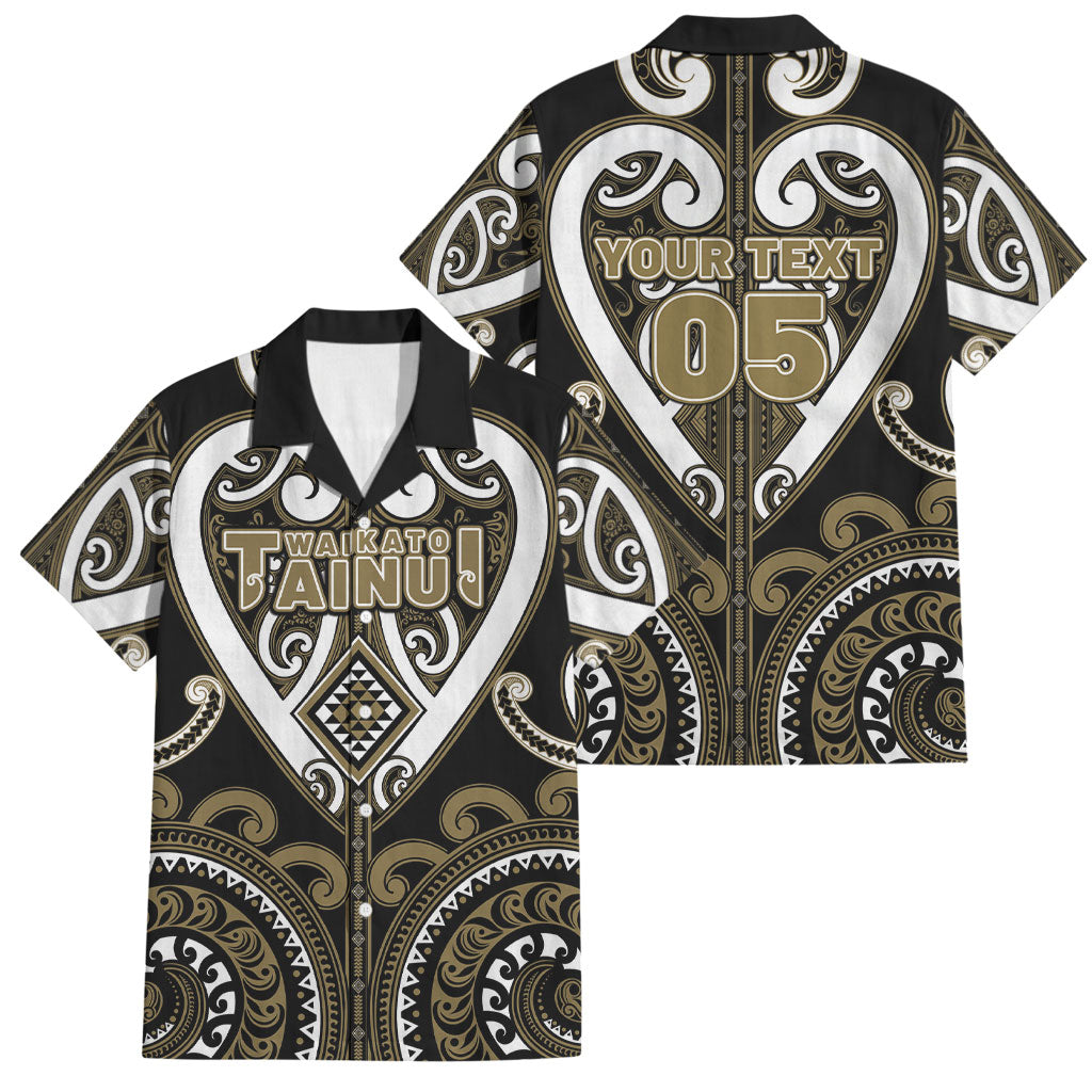 Custom Aotearoa Waikato Tainui Family Matching Off Shoulder Short Dress and Hawaiian Shirt Maori Tribal Pattern