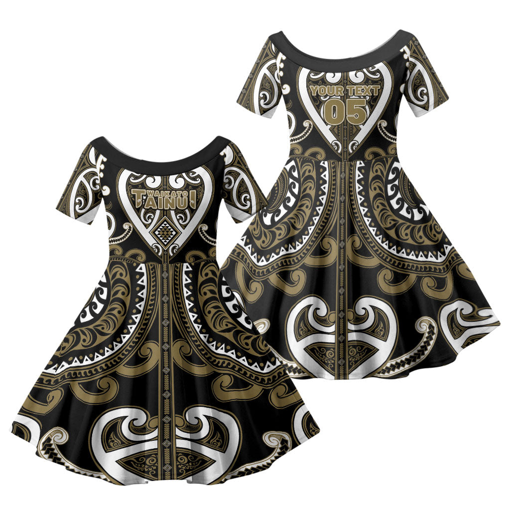 Custom Aotearoa Waikato Tainui Family Matching Summer Maxi Dress and Hawaiian Shirt Maori Tribal Pattern