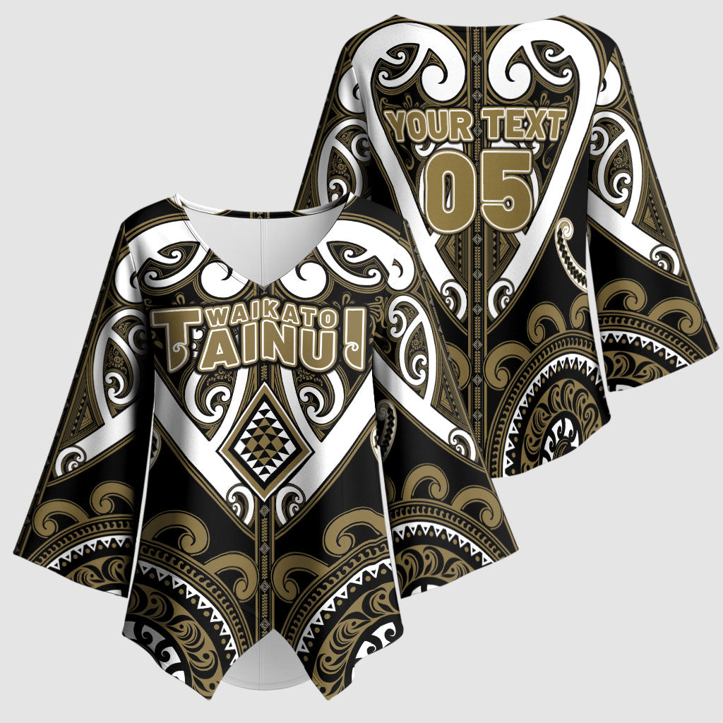 Custom Aotearoa Waikato Tainui Kimono Sleeve Blouse Maori Tribal Pattern