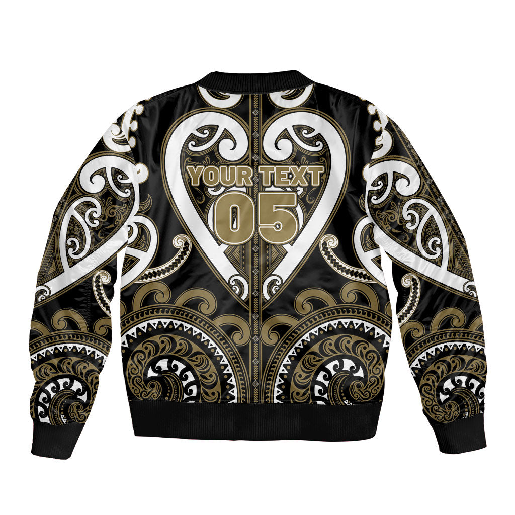 Custom Aotearoa Waikato Tainui Sleeve Zip Bomber Jacket Maori Tribal Pattern