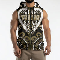 Custom Aotearoa Waikato Tainui Sleeveless Zip Hoodie Maori Tribal Pattern