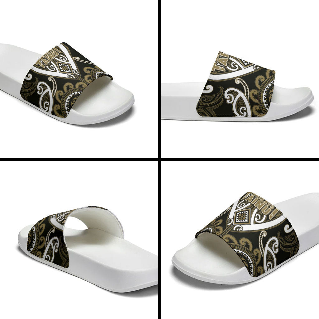 Aotearoa Waikato Tainui Slide Sandals Maori Tribal Pattern