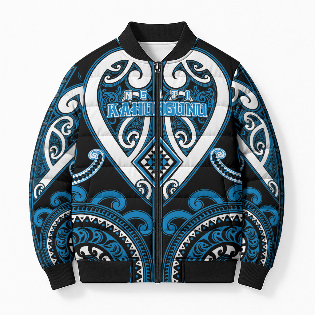 Custom Aotearoa Ngati Kahungunu Bomber Puffer Jacket Maori Tribal Pattern