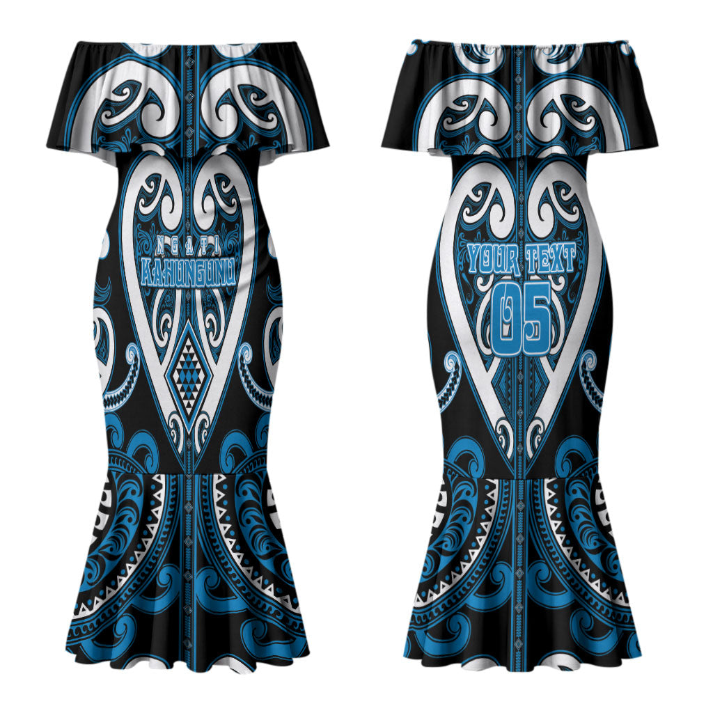 Custom Aotearoa Ngati Kahungunu Couples Matching Mermaid Dress and Long Sleeve Button Shirt Maori Tribal Pattern