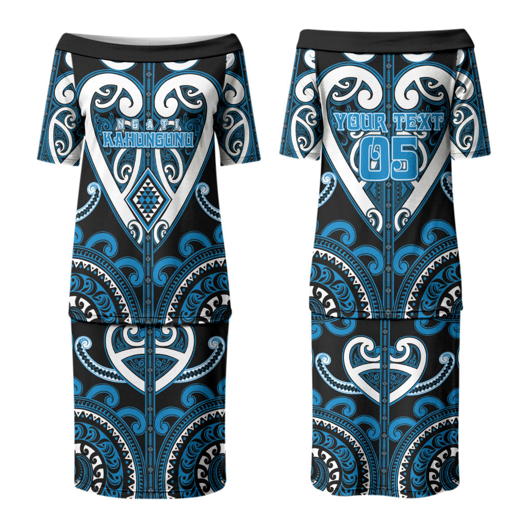 Custom Aotearoa Ngati Kahungunu Family Matching Puletasi and Hawaiian Shirt Maori Tribal Pattern