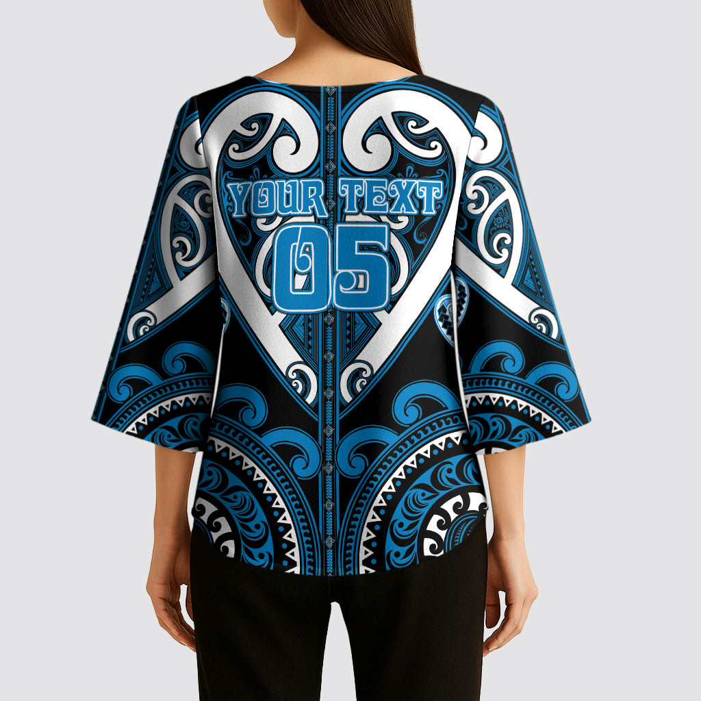Custom Aotearoa Ngati Kahungunu Kimono Sleeve Blouse Maori Tribal Pattern