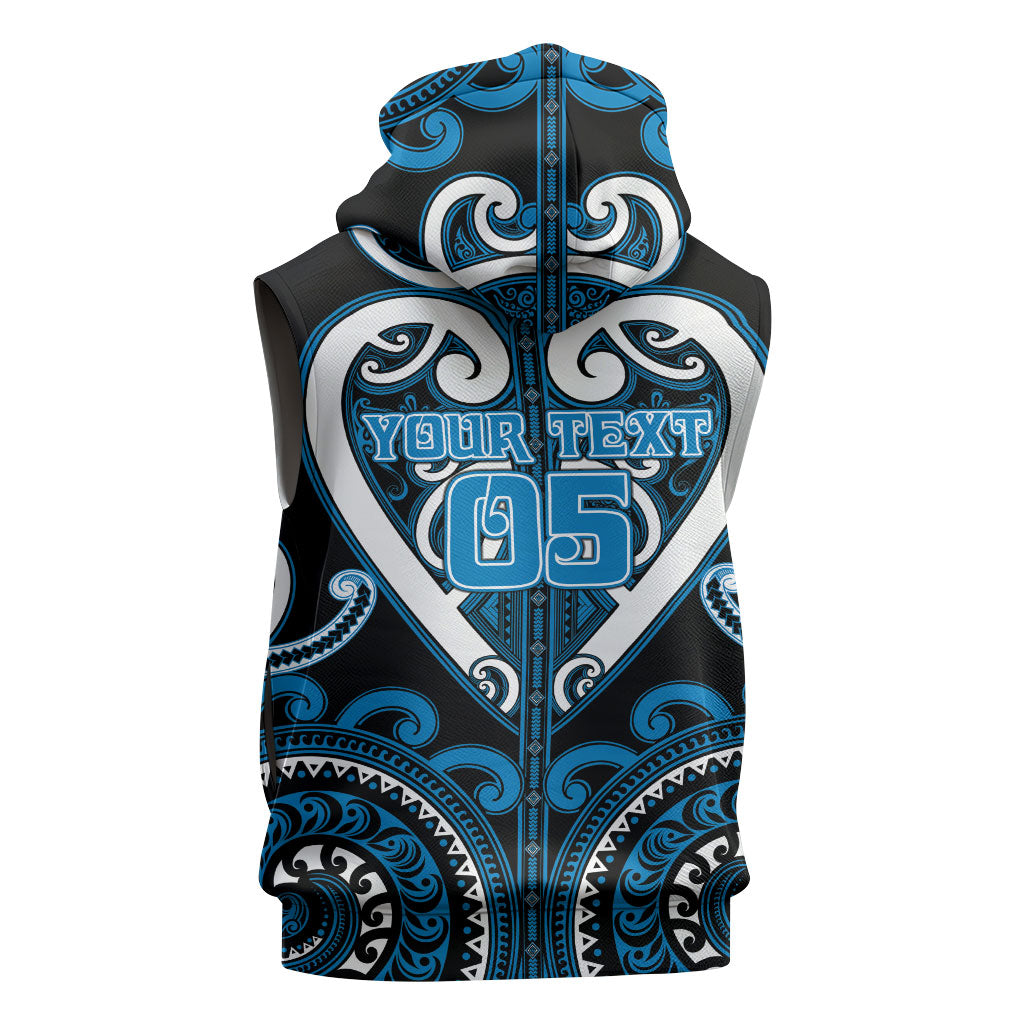 Custom Aotearoa Ngati Kahungunu Sleeveless Zip Hoodie Maori Tribal Pattern