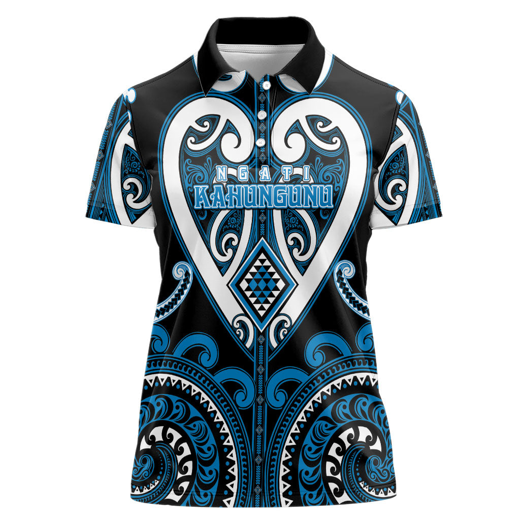 Custom Aotearoa Ngati Kahungunu Women Polo Shirt Maori Tribal Pattern