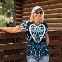 Custom Aotearoa Ngati Kahungunu Women Polo Shirt Maori Tribal Pattern