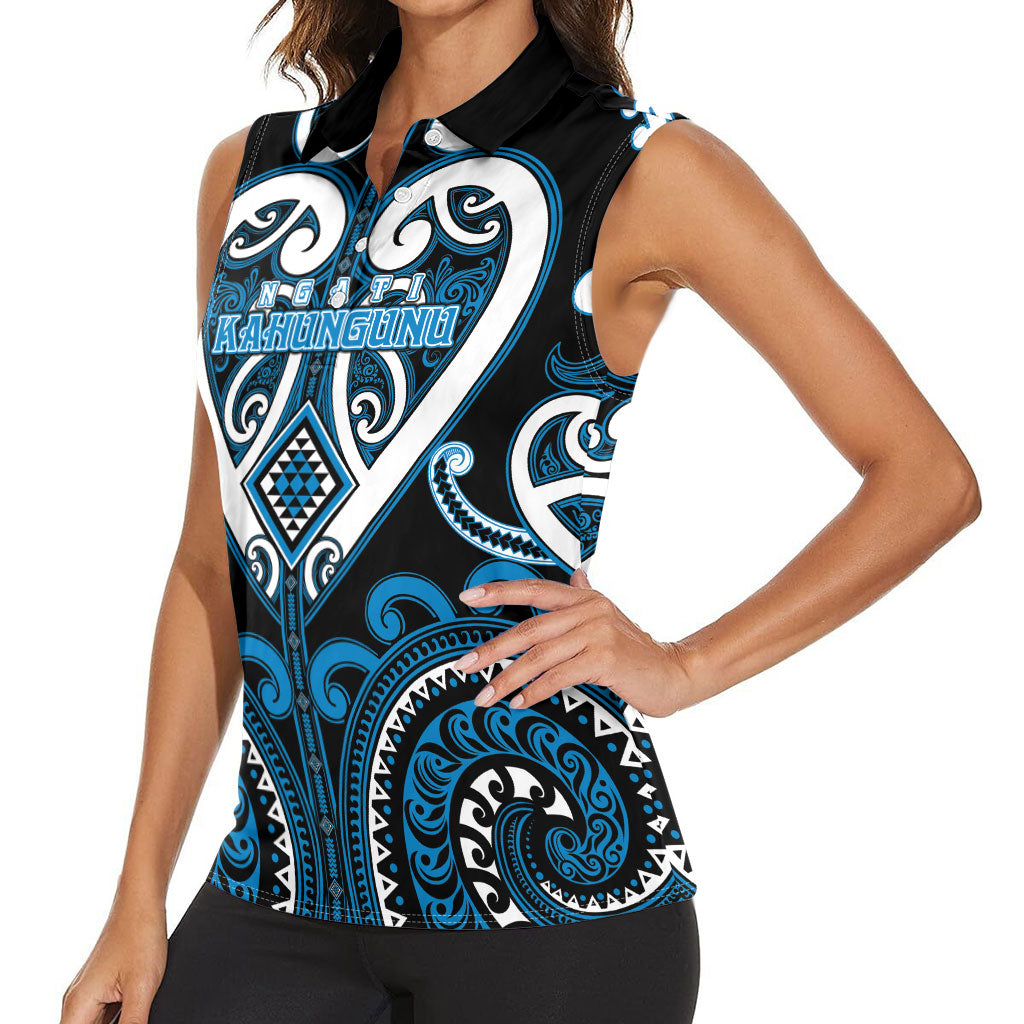 Custom Aotearoa Ngati Kahungunu Women Sleeveless Polo Shirt Maori Tribal Pattern