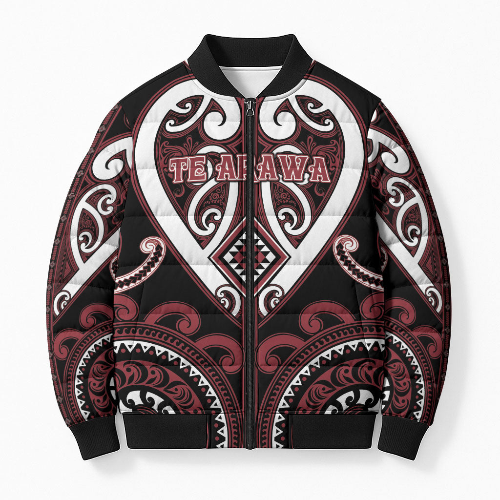 Custom Aotearoa Te Arawa Bomber Puffer Jacket Maori Tribal Pattern