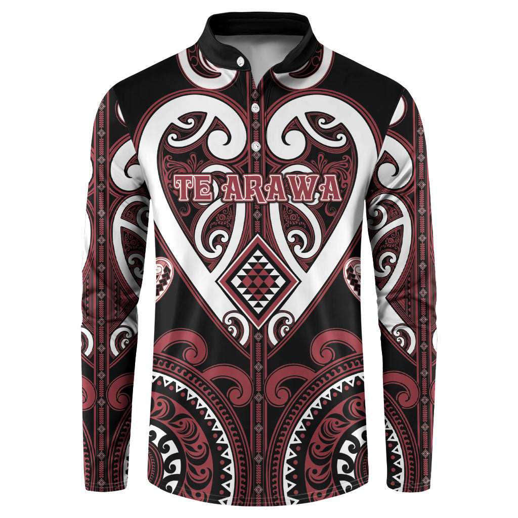 Custom Aotearoa Te Arawa Button Sweatshirt Maori Tribal Pattern