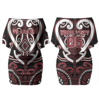 Custom Aotearoa Te Arawa Couples Matching Off Shoulder Short Dress and Long Sleeve Button Shirt Maori Tribal Pattern