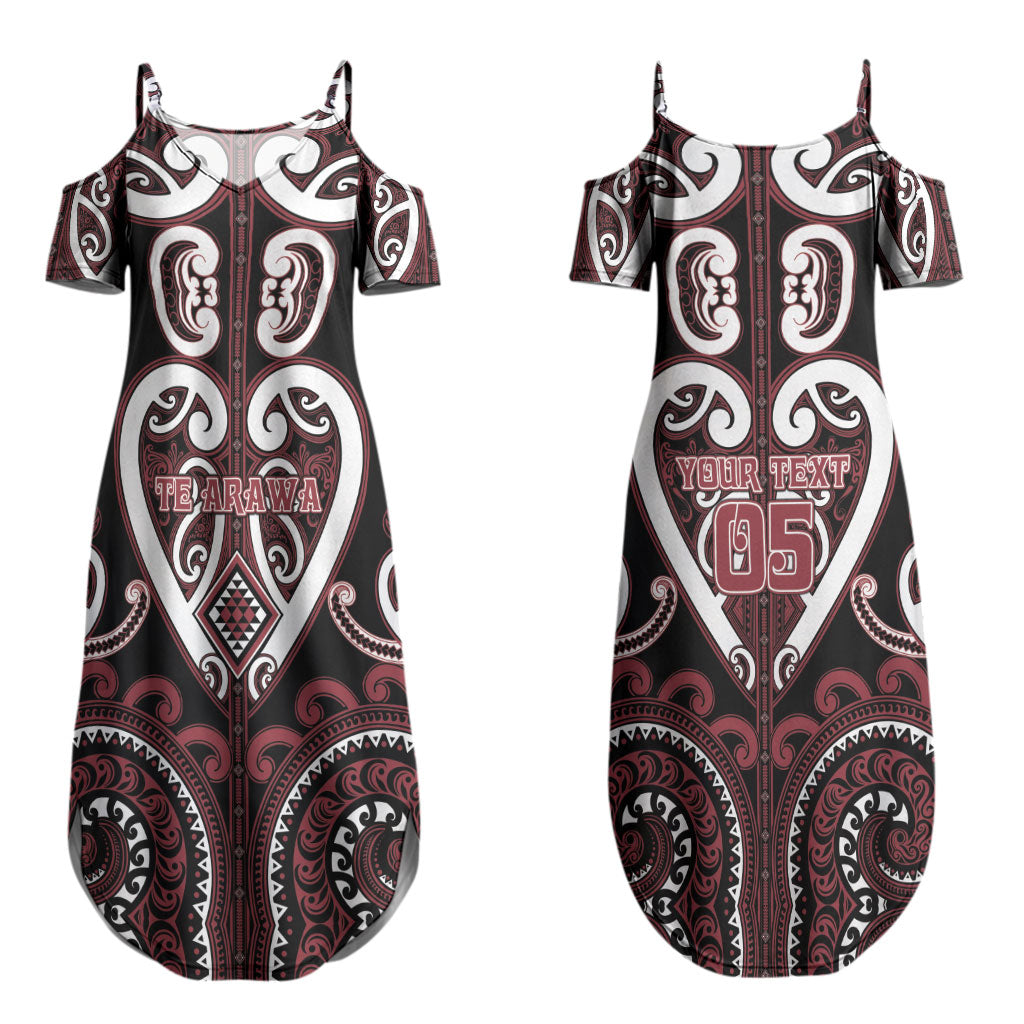 Custom Aotearoa Te Arawa Couples Matching Summer Maxi Dress and Long Sleeve Button Shirt Maori Tribal Pattern