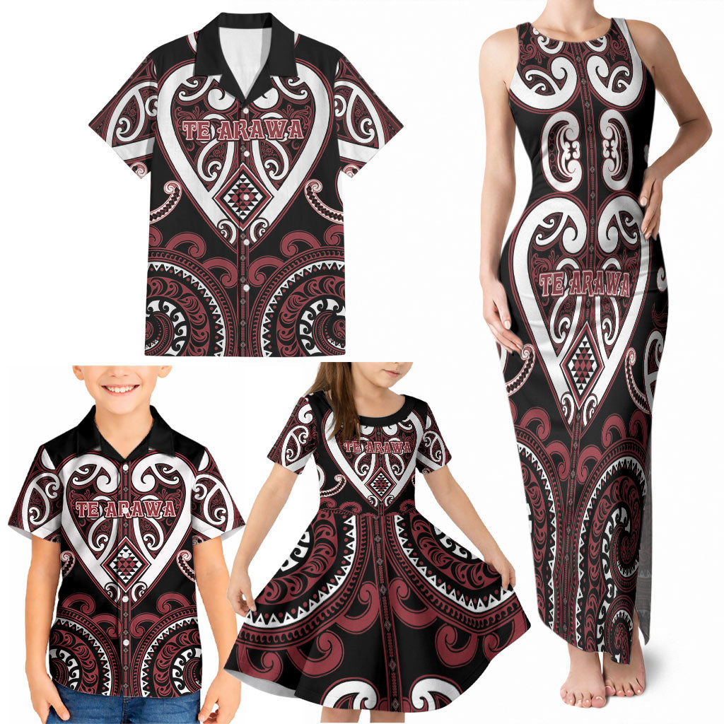 Custom Aotearoa Te Arawa Family Matching Tank Maxi Dress and Hawaiian Shirt Maori Tribal Pattern
