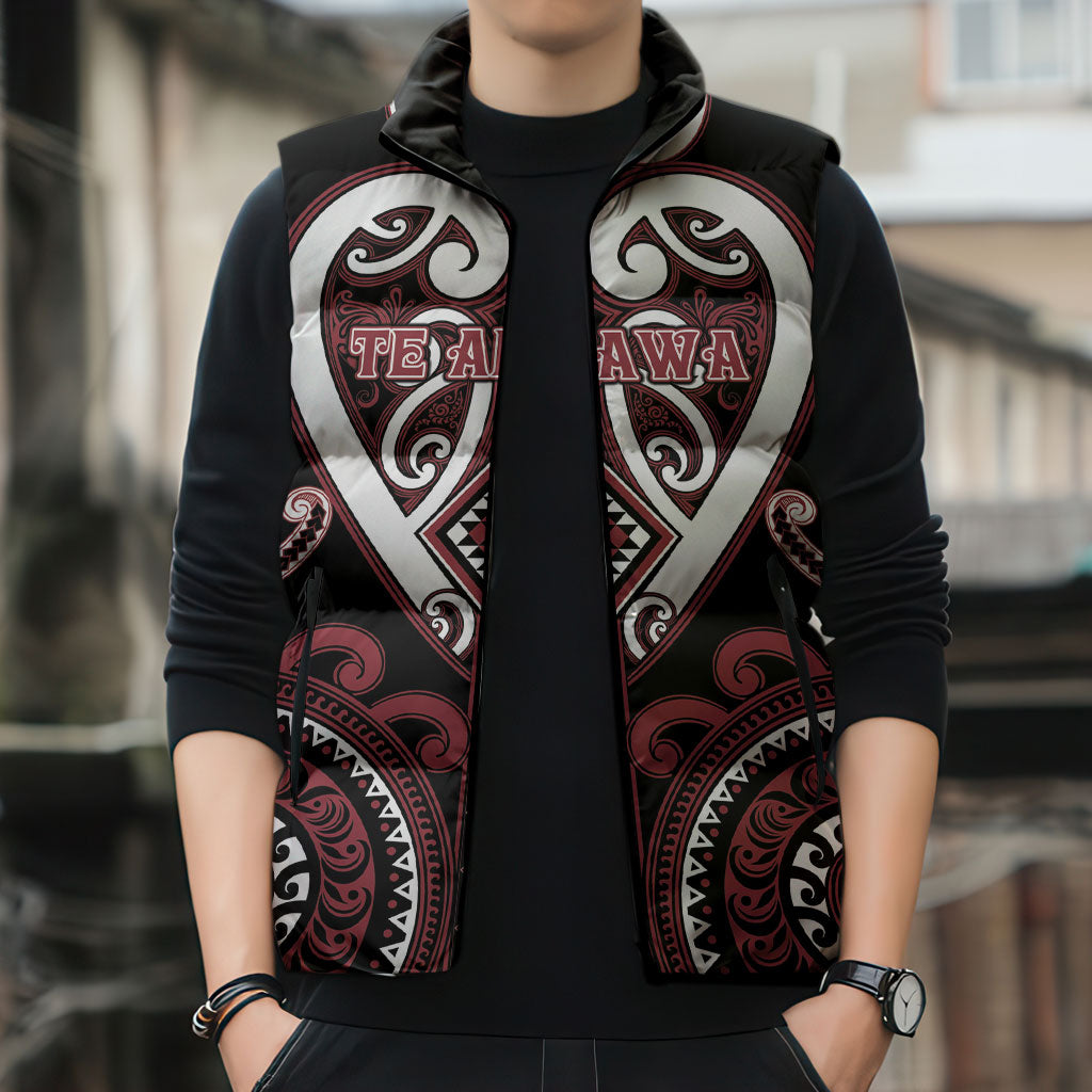 Custom Aotearoa Te Arawa Sleeveless Puffer Jacket Maori Tribal Pattern