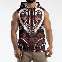 Custom Aotearoa Te Arawa Sleeveless Zip Hoodie Maori Tribal Pattern