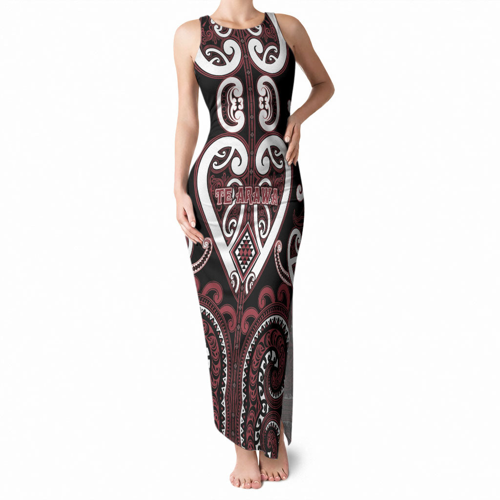 Custom Aotearoa Te Arawa Tank Maxi Dress Maori Tribal Pattern LT05 Women Red - Polynesian Pride